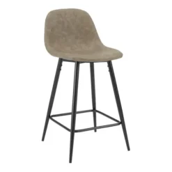 Bar Stools & Counter Height Stools-Kirkland's Home Faux Leather Slope Counter Stools, Set Of 2 Brown