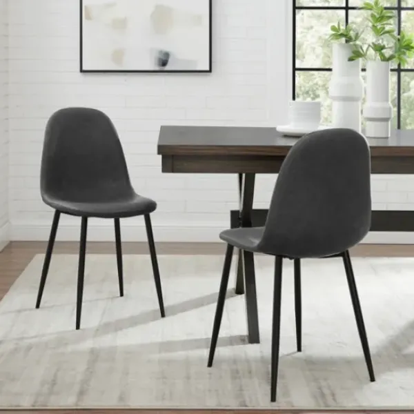 Dining Chairs-Kirkland's Home Faux Leather Slope Dining Chairs, Set Of 2 Black