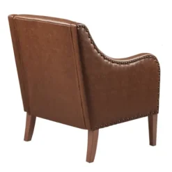 Accent Chairs-Kirkland's Home Faux Leather Sloped Arm Accent Chair Brown