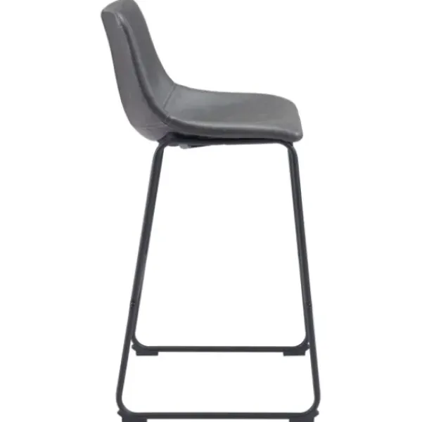Bar Stools & Counter Height Stools-Kirkland's Home Faux Leather Sloped Bar Stools, Set Of 2 Gray