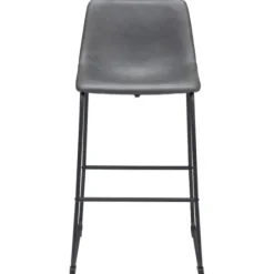 Bar Stools & Counter Height Stools-Kirkland's Home Faux Leather Sloped Bar Stools, Set Of 2 Gray