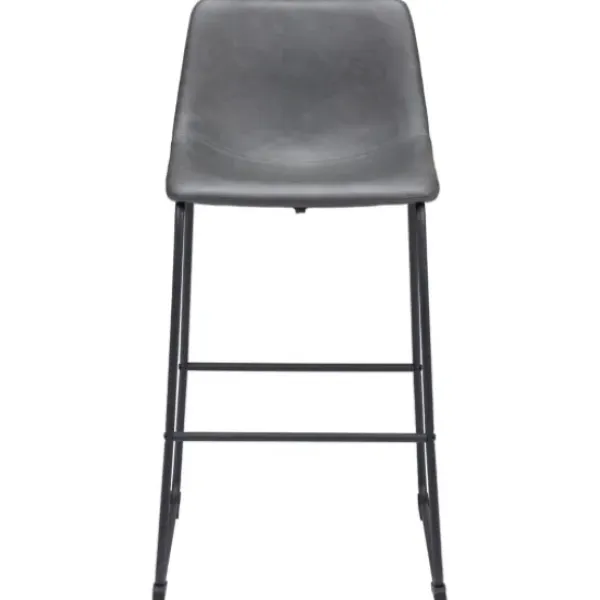 Bar Stools & Counter Height Stools-Kirkland's Home Faux Leather Sloped Bar Stools, Set Of 2 Gray