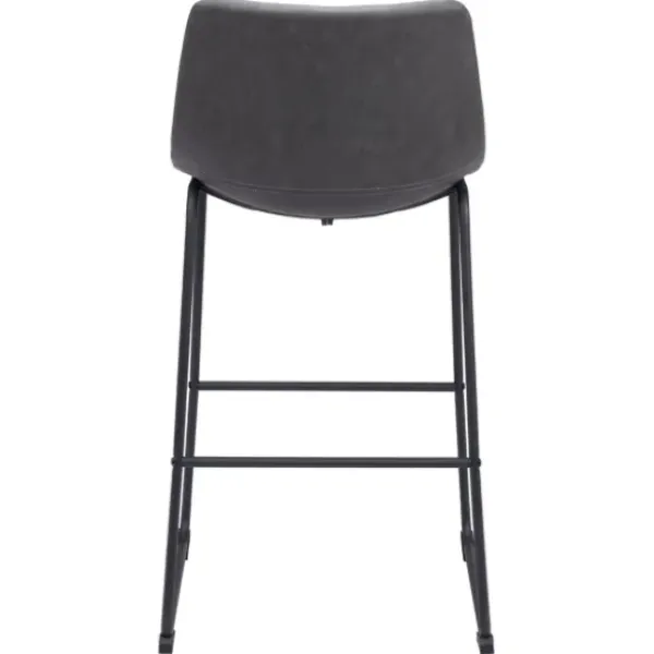 Bar Stools & Counter Height Stools-Kirkland's Home Faux Leather Sloped Bar Stools, Set Of 2 Gray