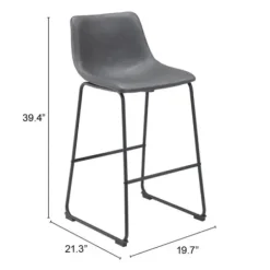 Bar Stools & Counter Height Stools-Kirkland's Home Faux Leather Sloped Bar Stools, Set Of 2 Gray