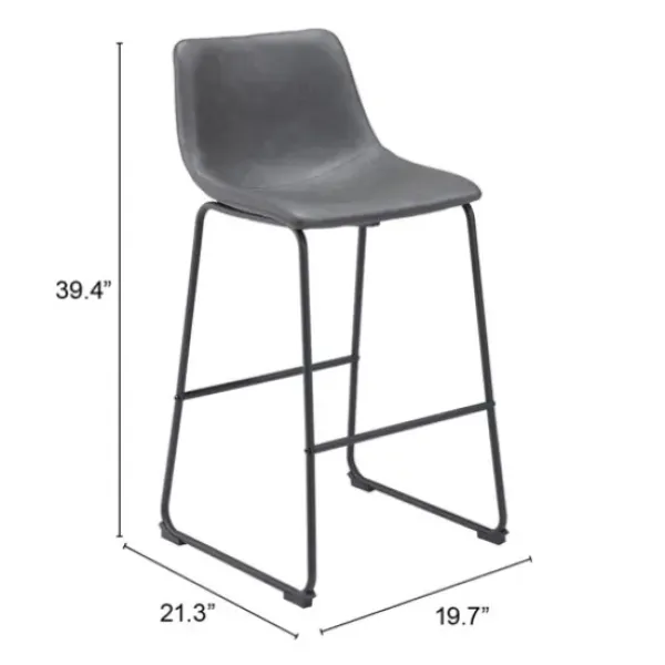 Bar Stools & Counter Height Stools-Kirkland's Home Faux Leather Sloped Bar Stools, Set Of 2 Gray