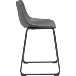 Bar Stools & Counter Height Stools-Kirkland's Home Faux Leather Sloped Counter Stools, Set Of 2 Gray