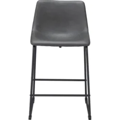 Bar Stools & Counter Height Stools-Kirkland's Home Faux Leather Sloped Counter Stools, Set Of 2 Gray