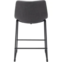 Bar Stools & Counter Height Stools-Kirkland's Home Faux Leather Sloped Counter Stools, Set Of 2 Gray