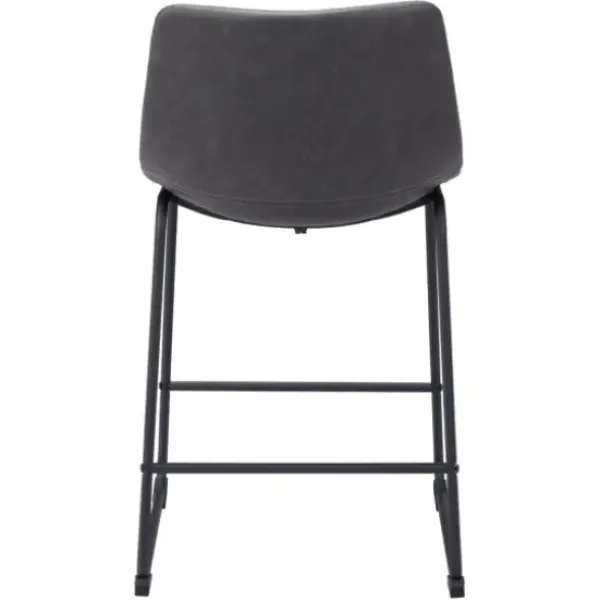 Bar Stools & Counter Height Stools-Kirkland's Home Faux Leather Sloped Counter Stools, Set Of 2 Gray