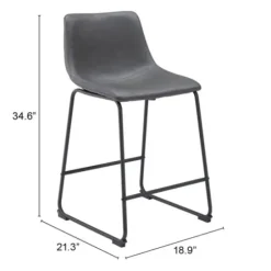 Bar Stools & Counter Height Stools-Kirkland's Home Faux Leather Sloped Counter Stools, Set Of 2 Gray
