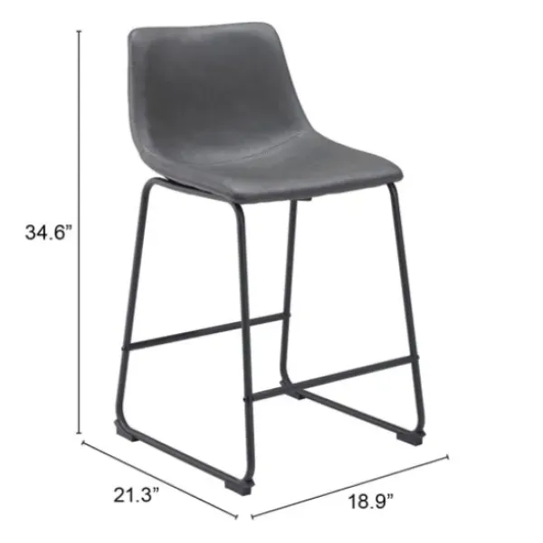Bar Stools & Counter Height Stools-Kirkland's Home Faux Leather Sloped Counter Stools, Set Of 2 Gray