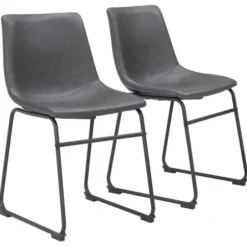 Dining Chairs-Kirkland's Home Faux Leather Sloped Dining Chairs, Set Of 2 Gray