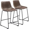 Bar Stools & Counter Height Stools-Kirkland's Home Faux Leather Sloped 2-Pc. Counter Stool Set Brown