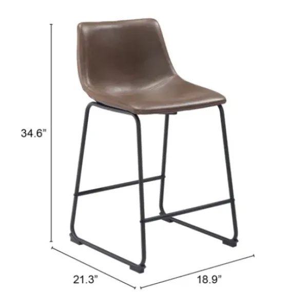 Bar Stools & Counter Height Stools-Kirkland's Home Faux Leather Sloped 2-Pc. Counter Stool Set Brown