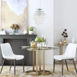 Dining Chairs-Kirkland's Home Faux Leather Stitch Dining Chairs, Set Of 2 White