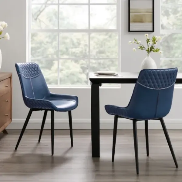 Dining Chairs-Kirkland's Home Faux Leather Stitched Chairs, Set Of 2 Blue