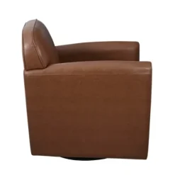 Accent Chairs-Kirkland's Home Faux Leather Swivel Club Chair Brown