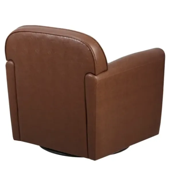 Accent Chairs-Kirkland's Home Faux Leather Swivel Club Chair Brown