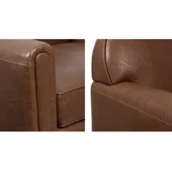 Accent Chairs-Kirkland's Home Faux Leather Swivel Club Chair Brown