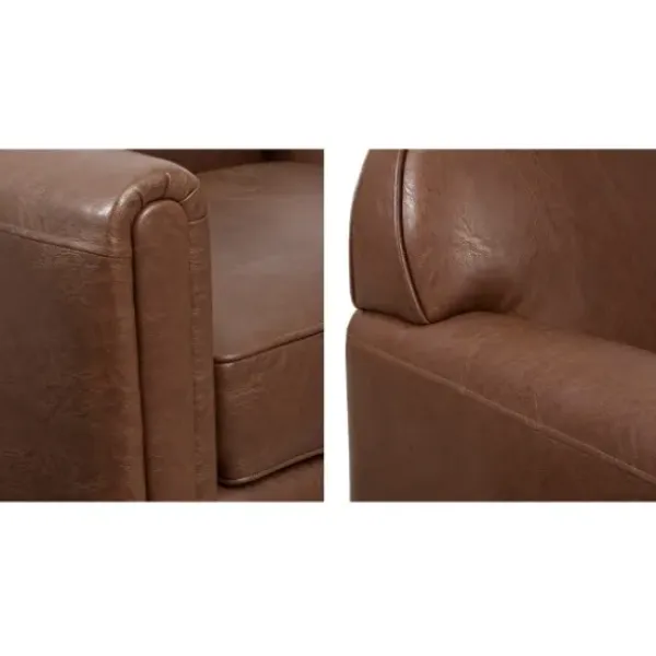Accent Chairs-Kirkland's Home Faux Leather Swivel Club Chair Brown