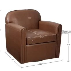 Accent Chairs-Kirkland's Home Faux Leather Swivel Club Chair Brown