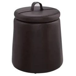 Benches & Ottomans-Kirkland's Home Faux Leather Top Handle Storage Ottoman Brown