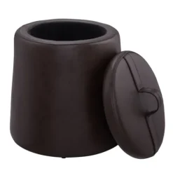 Benches & Ottomans-Kirkland's Home Faux Leather Top Handle Storage Ottoman Brown