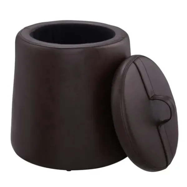 Benches & Ottomans-Kirkland's Home Faux Leather Top Handle Storage Ottoman Brown