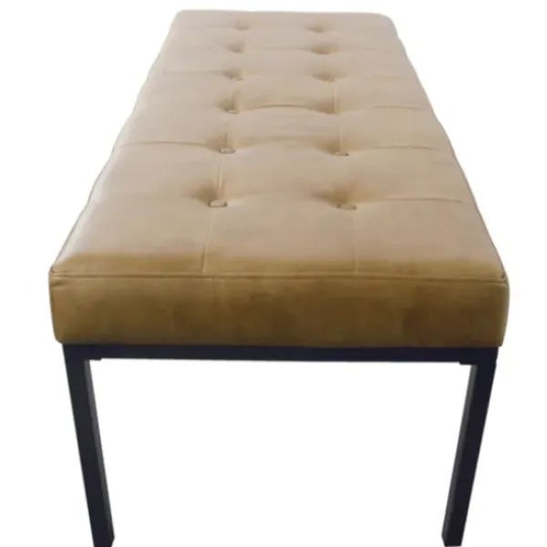 Benches & Ottomans-Kirkland's Home Faux Leather Tufted Button Bench Brown