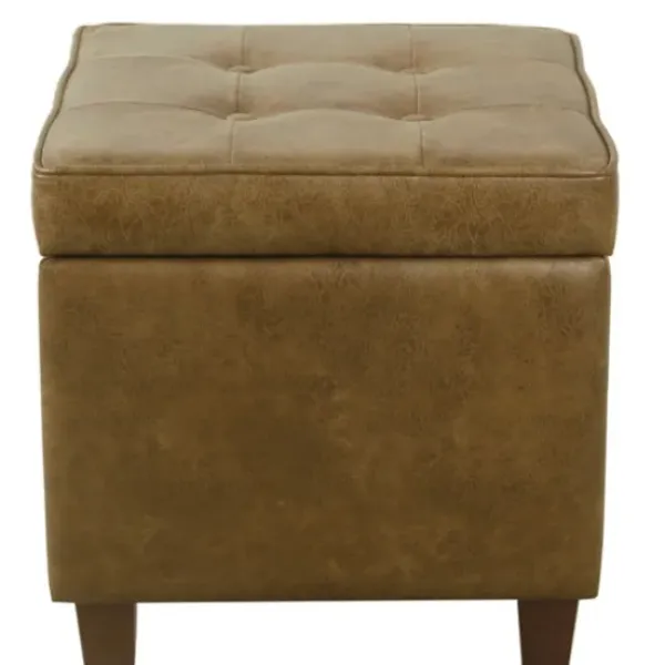 Benches & Ottomans-Kirkland's Home Faux Leather Tufted Storage Ottoman Brown