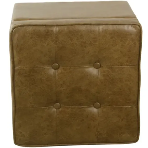 Benches & Ottomans-Kirkland's Home Faux Leather Tufted Storage Ottoman Brown