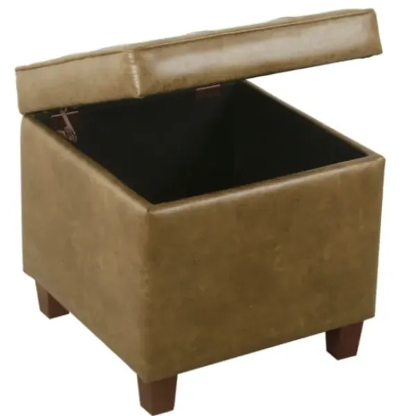 Benches & Ottomans-Kirkland's Home Faux Leather Tufted Storage Ottoman Brown