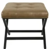 Benches & Ottomans-Kirkland's Home Faux Leather Tufted X-Frame Bench Brown