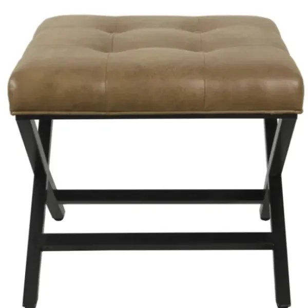 Benches & Ottomans-Kirkland's Home Faux Leather Tufted X-Frame Bench Brown