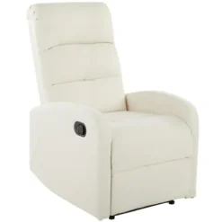 Accent Chairs-Kirkland's Home Faux Leather Upholstered Slim Recliner Ivory