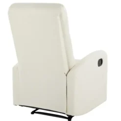 Accent Chairs-Kirkland's Home Faux Leather Upholstered Slim Recliner Ivory
