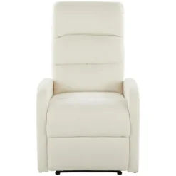 Accent Chairs-Kirkland's Home Faux Leather Upholstered Slim Recliner Ivory