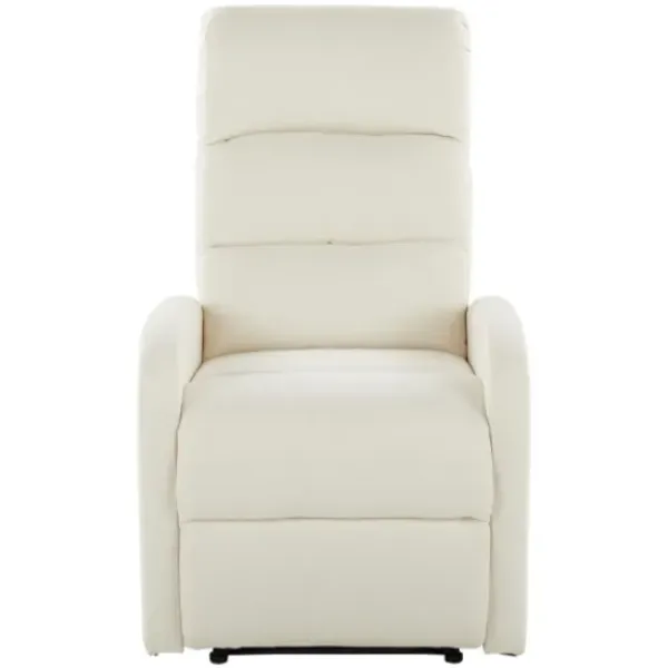 Accent Chairs-Kirkland's Home Faux Leather Upholstered Slim Recliner Ivory