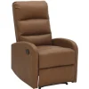 Accent Chairs-Kirkland's Home Faux Leather Upholstered Slim Recliner Brown