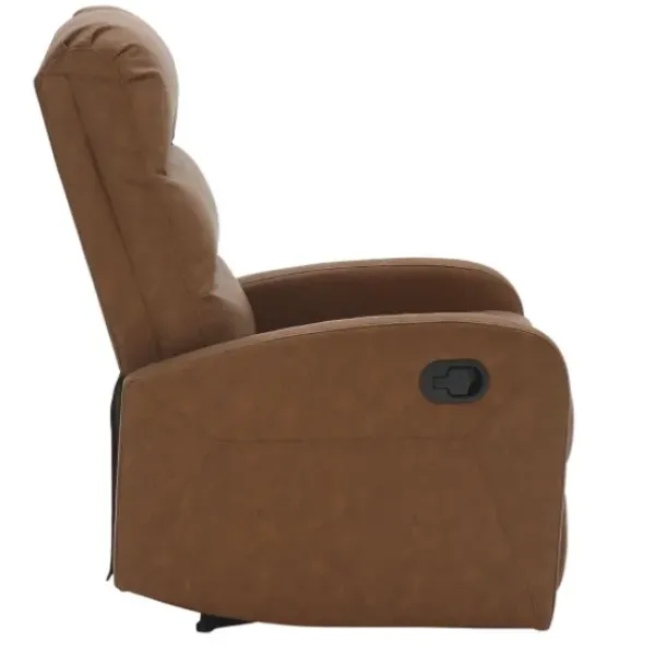 Accent Chairs-Kirkland's Home Faux Leather Upholstered Slim Recliner Brown