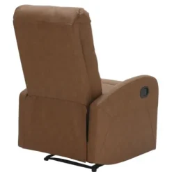 Accent Chairs-Kirkland's Home Faux Leather Upholstered Slim Recliner Brown