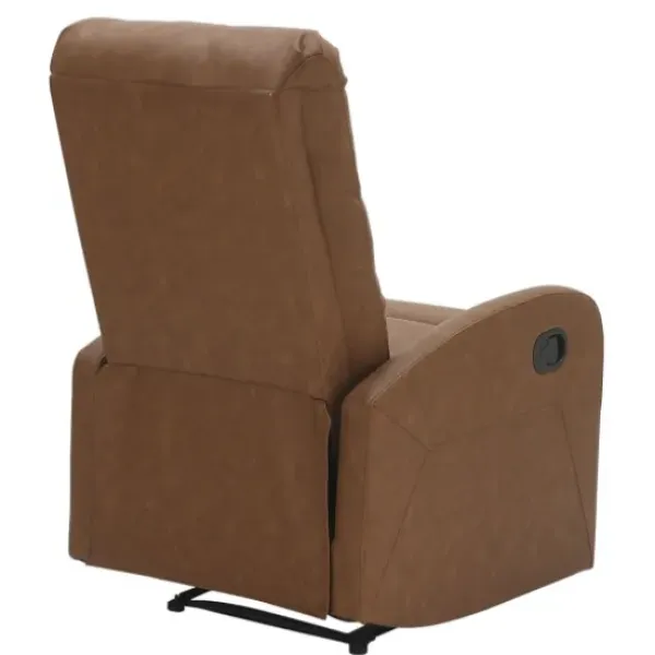 Accent Chairs-Kirkland's Home Faux Leather Upholstered Slim Recliner Brown