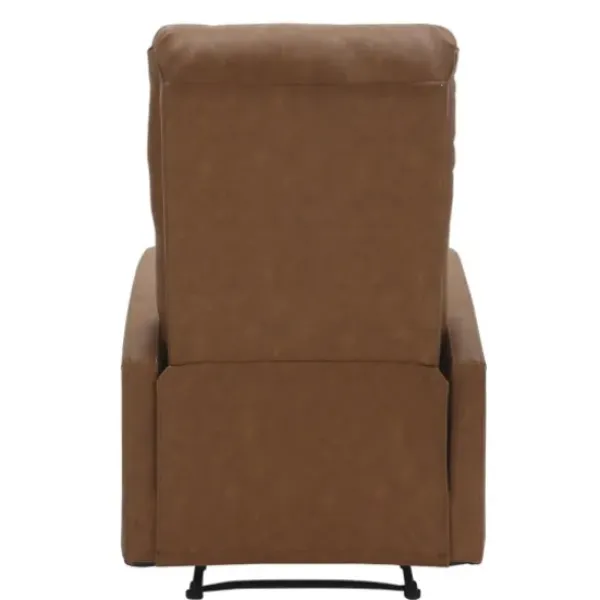 Accent Chairs-Kirkland's Home Faux Leather Upholstered Slim Recliner Brown