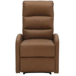 Accent Chairs-Kirkland's Home Faux Leather Upholstered Slim Recliner Brown