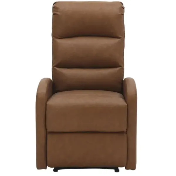 Accent Chairs-Kirkland's Home Faux Leather Upholstered Slim Recliner Brown