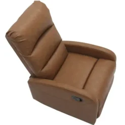 Accent Chairs-Kirkland's Home Faux Leather Upholstered Slim Recliner Brown