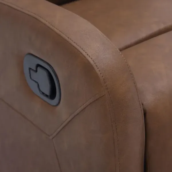 Accent Chairs-Kirkland's Home Faux Leather Upholstered Slim Recliner Brown