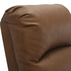 Accent Chairs-Kirkland's Home Faux Leather Upholstered Slim Recliner Brown