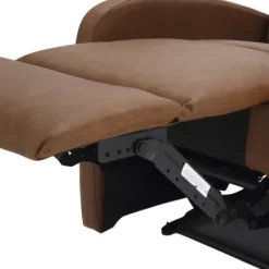 Accent Chairs-Kirkland's Home Faux Leather Upholstered Slim Recliner Brown