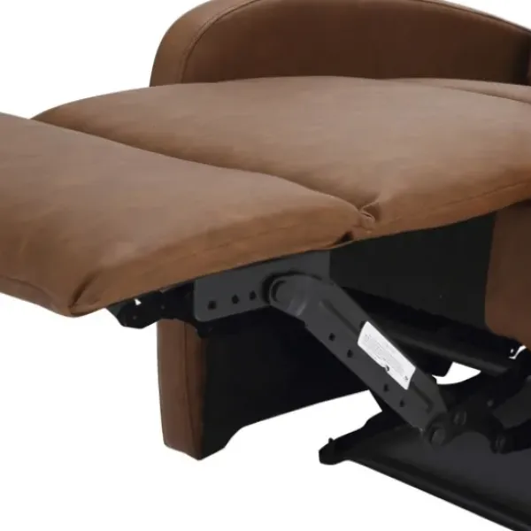 Accent Chairs-Kirkland's Home Faux Leather Upholstered Slim Recliner Brown